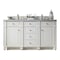 James Martin Vanities Bristol 60in Double Vanity, Bright White w/ 3 CM Carrara Marble Top 157-V60D-BW-3CAR - alternate 1